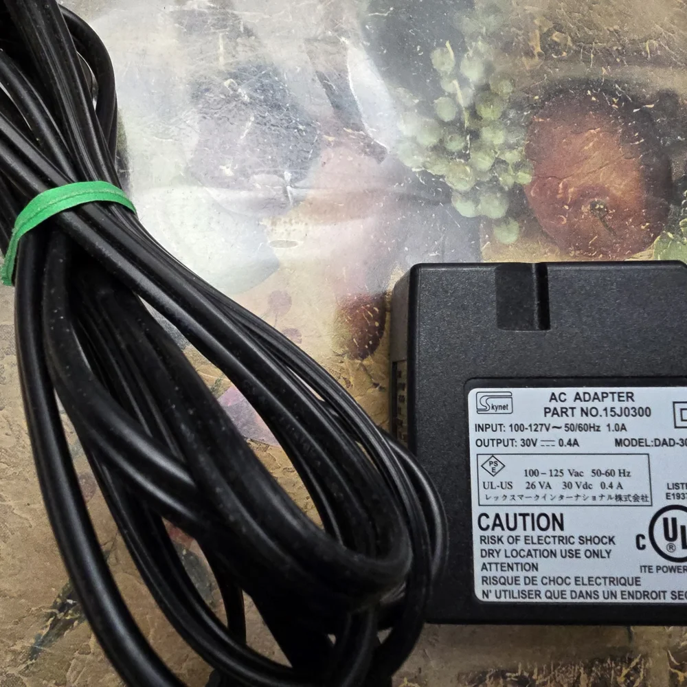 SkyNet AC Adapter Printer Power Supply Model: DAD-3004 30V~0.4A PN A15J0300